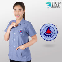เสื้อ อสม ปกฮาวาย เสื้อซาฟารี อสม.ปกฮาวาย สีเทาอมฟ้า ✨ รหัส:G811-OS (TNP-Thanapand ฐานะภัณฑ์)