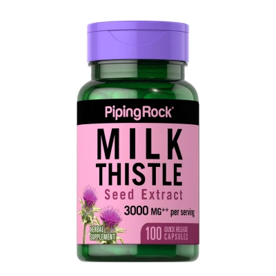 PipingRock Milk Thistle Seed Extract 3000 mg (per serving) 100 Quick Release Capsules