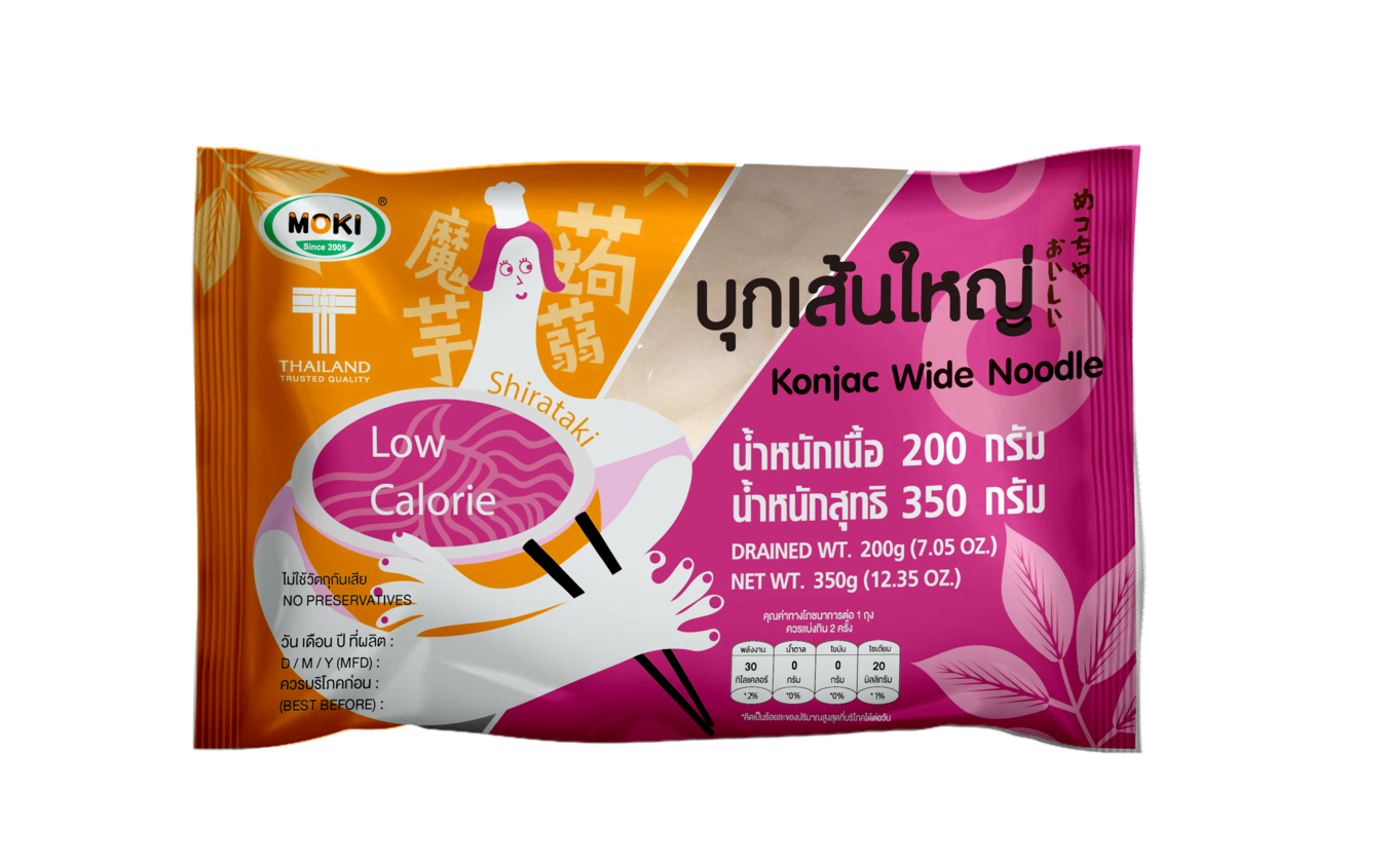 MOKI บุกเส้นใหญ่ 200 กรัม (FK0205-1) บุกเส้น เส้นบุก บุกเพื่อสุขภาพ คีโต คลีน Konjac Large Strip Keto Low Kcal Gluten Free Healthy Food Vegan ราคา 38 บาท*ส่งฟรี