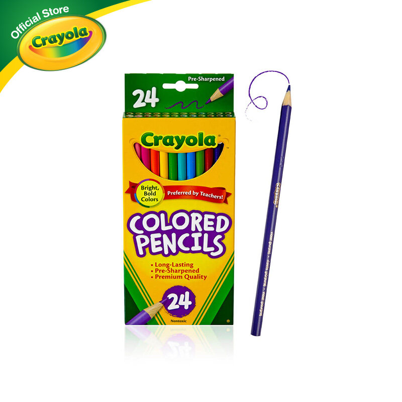 Crayola Colored Pencils เครโยล่า สีไม้ไร้สารพิษ 24 สี สำหรับเด็กอายุ 3 ปี ขึ้นไป สีไม้ สี ดินสอสี ดินสอ
