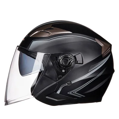 Diono motorcycle helmet half face helmet ABS electric motorbike safety double lens helmet (6)