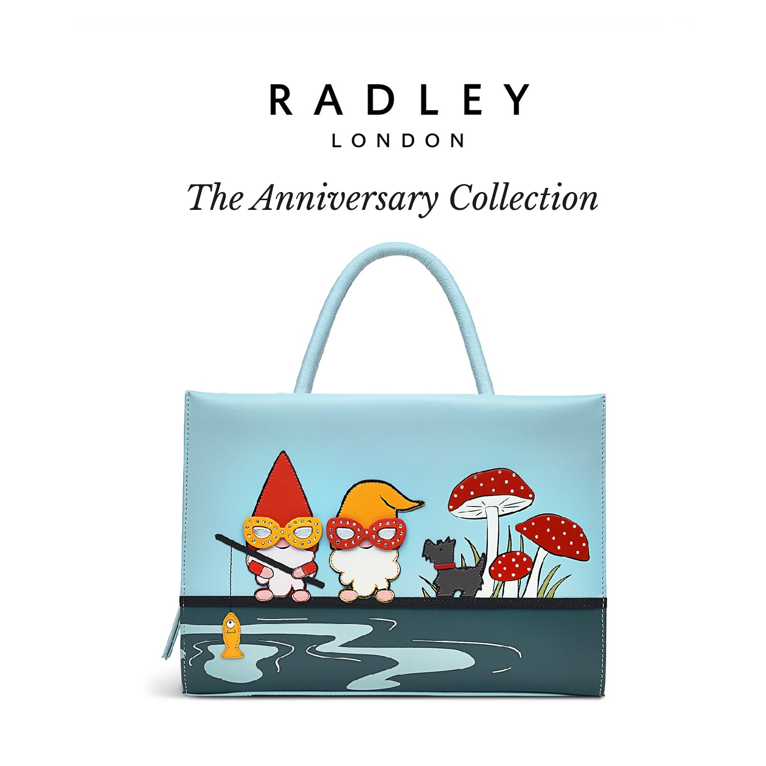 RADLEY LONDON ANNIVERSARY - PICTURE - GNOMES REMASTERED MEDIUM ZIPTOP MULTIWAY BAG ราคา 20,997 บาท*ส่งฟรี