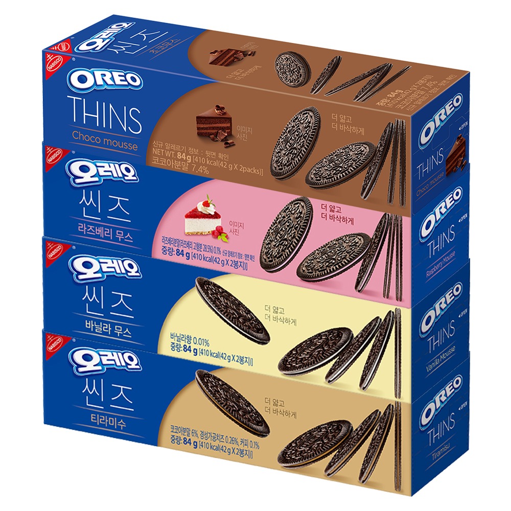 โอรีโอ้แบบแผ่นบาง ขนมเกาหลี บิสกิตช็อคโกแลตสอดไส้ครีม Oreo Thin Chocolate Cookie 84g ราคา 65 บาท*ส่งฟรี