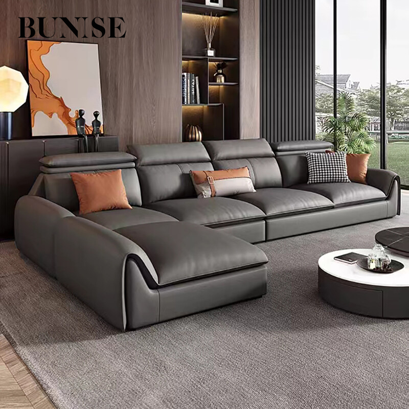 Bunise super soft leather sofa, 1-5 seater single sofa with large mid to large leg rest, L-shaped sofa, modern style sofa suitable for office or office reception r1051 ราคา 35,000 บาท*ส่งฟรี