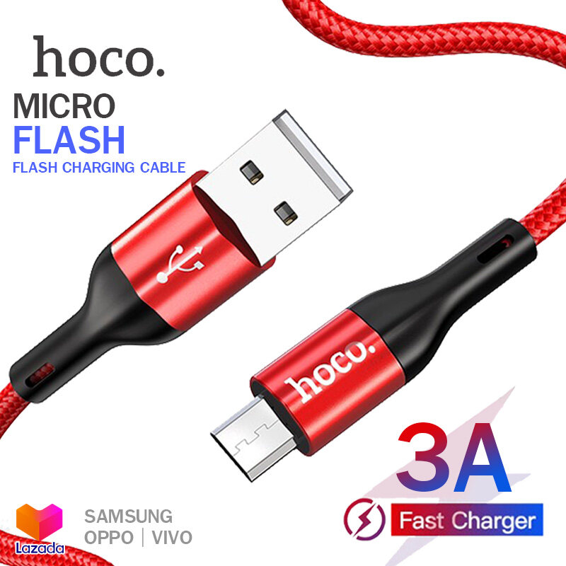 Hoco X2 Max สายชาร์จ 3A ชาร์จเร็ว Micro USB สายแบบถัก สำหรับ Samsung OPPO Huawei Vivo ถ่ายโอนข้อมูลได้ ยาว 1-2 เมตร Flash Charging Data Cable
