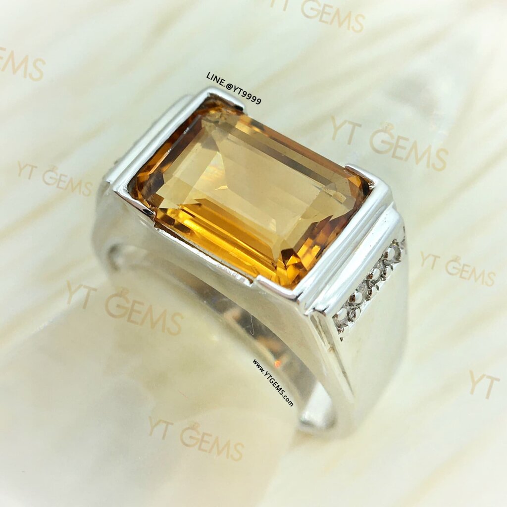 แหวน YTGems ซิทรินสีส้ม ข้างเพชร เงินแท้ ชุบทองคำขาว พลอยซิทรินแท้ YTG-11574 ราคา 10,153 บาท*ส่งฟรี