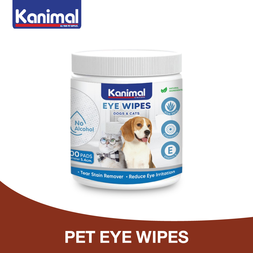 Kanimal pet eye wipes size 5.4 cm. (packing 100 sheets/pack) ราคา 126 บาท*ส่งฟรี