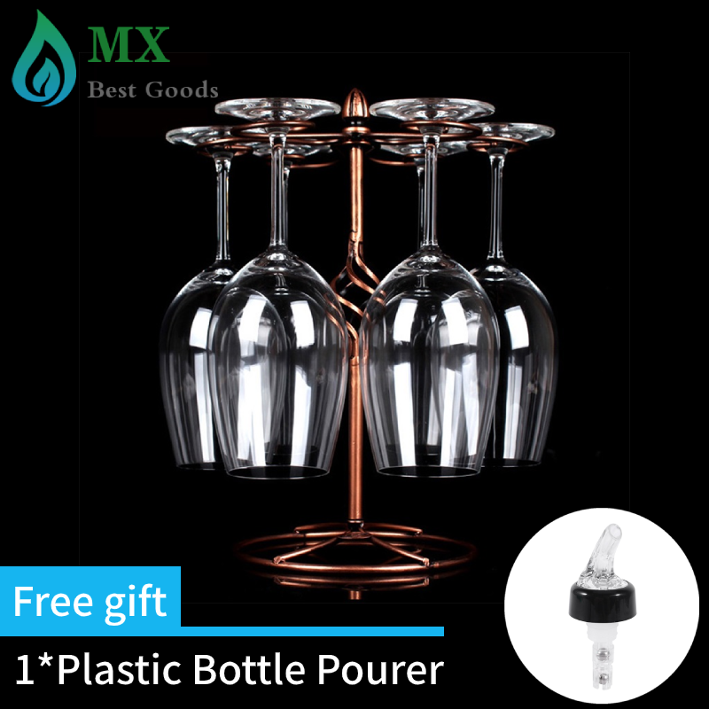 minxin [Free gift] ตรงย้อนยุคสไตล์แก้วไวน์ที่วางแร็คถ้วยแขวนชั้นวางออแกไนเซอร์สำหรับบ้านบาร์ร้านอาหาร