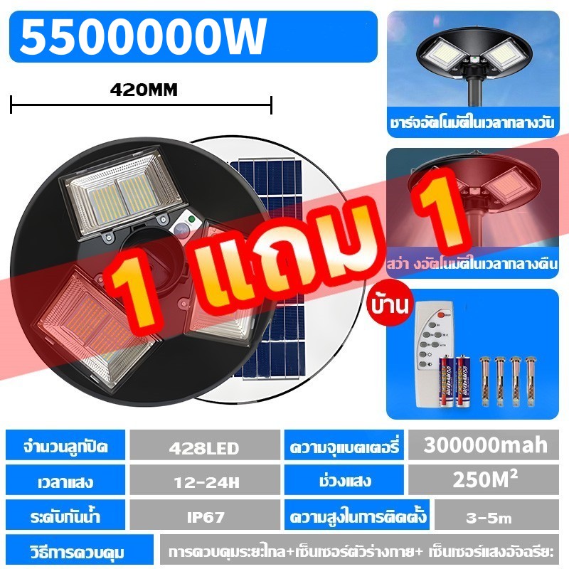 ไฟโซล่าเซลล์ UFO ไฟถนนโซล่าเซลล์ 15000000W ไฟถนนเซลล์สุริยะ Solar light ไฟพลังงานแสงอาทิตย์ เซลล์แสงอาทิตย์ ไฟ LED พลังงานแสงอาทิตย์ ไฟถนน Solar street Light กันน้ำIP 67