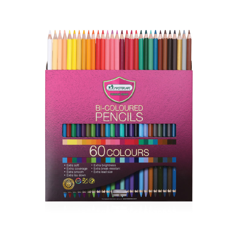 Master Art สีไม้ ดินสอสีไม้ 60 สี 2 หัว รุ่นใหม่ ( จำนวน 1 กล่อง)