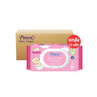 [ยกลัง 12 ห่อ] Pureen เพียวรีน เบบี้ไวพส์ สูตรเซนซิทีฟ 80 แผ่น สูตรอ่อนโยน สำหรับผิวบอบบางของลูกน้อยแรกเกิด