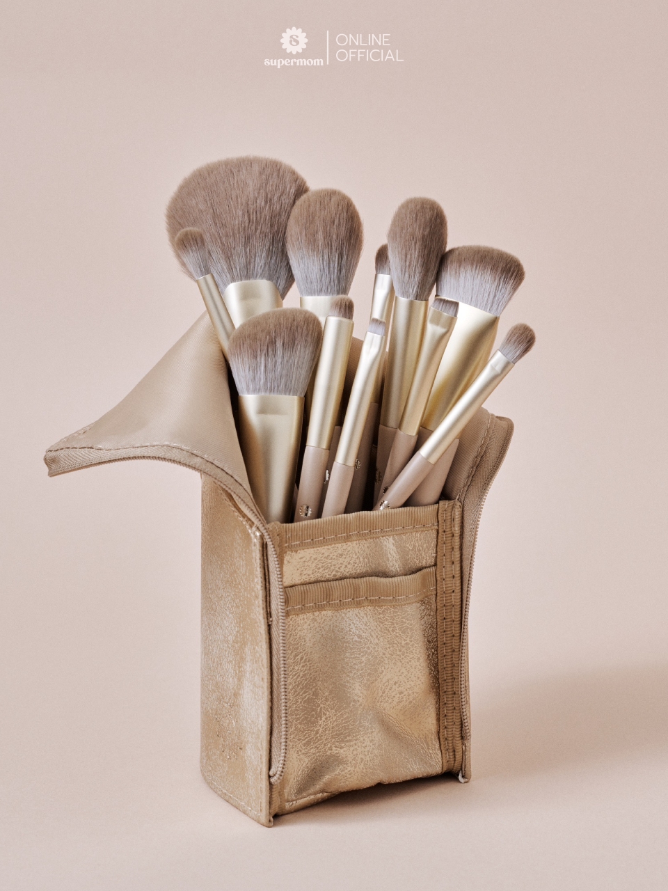 SUPERMOM l Warm and Gray brush set (ชุดแปรงแต่งหน้าขนสังเคราะห์ เกรดพรีเมี่ยม จำนวน 11 ด้าม พร้อม...