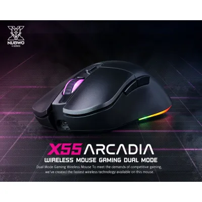 เมาส์เกมมิ่งไร้สาย NUBWO X55 ARCADIA WIRELESS MOUSE GAMING DUAL MODE มีไฟ RGB ปรับ DPI ได้