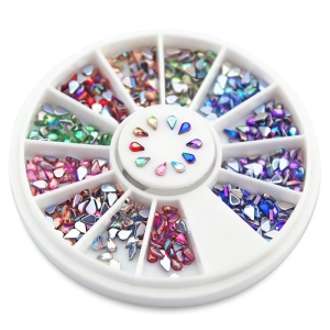สินค้า KADS 1.5*3MMColorful Rhinestones 600 Piece 12Color Nail Art Nailart Manicure Wheels