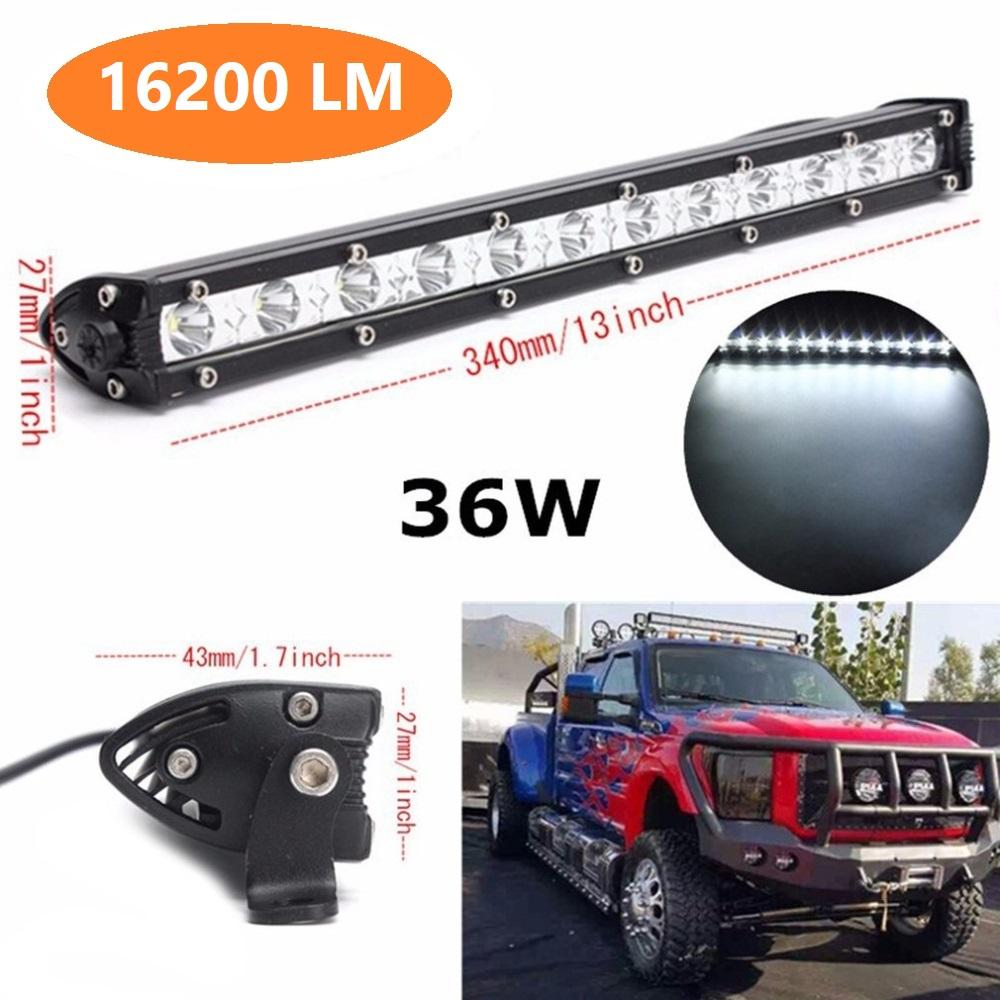 LED Light Bar ไฟรถยนต์ 36 W บาร์ยาว 13 นิ้ว ทรงตรง ไฟหน้ารถ ไฟท้าย สำหรับอะไหล่รถ อุปกรณ์รถยนต์ รถสิบล้อ รถบรรทุก รถ Jeep ATV เรือประมง เรือยอชท์ รถบรรทุก รถสิบล้อ สว่างมาก เเสงพุ่ง งานพรีเมี่ยม เเสงขาว 12V-24V จำนวน 1 ชิ้น