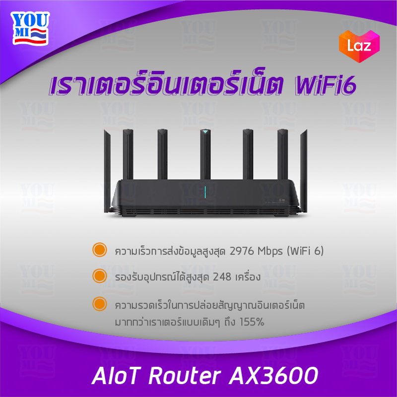 Xiaomi AIoT repeater router AX6000/AX3600 Global version 5G เราเตอร์ รองรับ Wifi 6 ความเร็วสูงสุด 2976Mbps AX6000 รับส่งข้อมูลเร็วถึง 6000Mbps