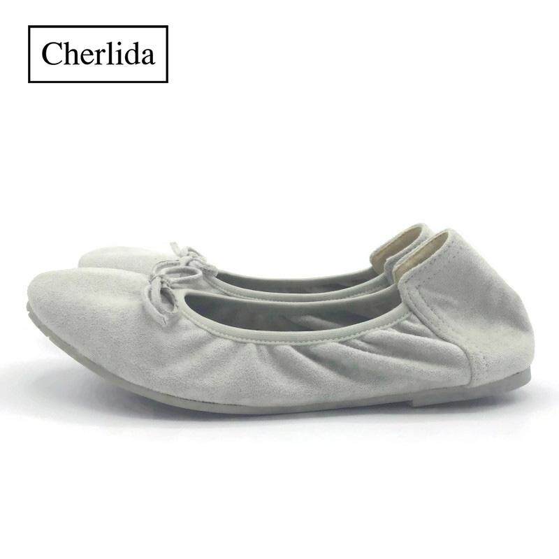 Cherlida รองเท้าคัชชู รองเท้าหนังกลับ Microfiber สุดหรู นิ่ม ใส่สบายไม่กัดส้น พื้นยางกันลื่น รองเท้า รองเท้าผู้หญิง รองเท้าสตรี