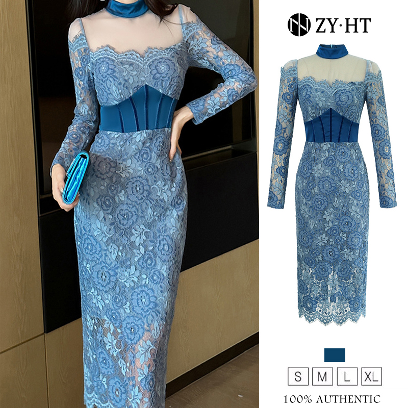 ZY.HT EraVogue เดรสผู้หญิง เดรสสีฟ้า เดรสแขนยาว เดรสลูกไม้ เดรสไฮโซ เดรสออกงาน เดรสไปงานแต่ง เดรสฝรั่งเศส 20767 ราคา 1,555 บาท*ส่งฟรี