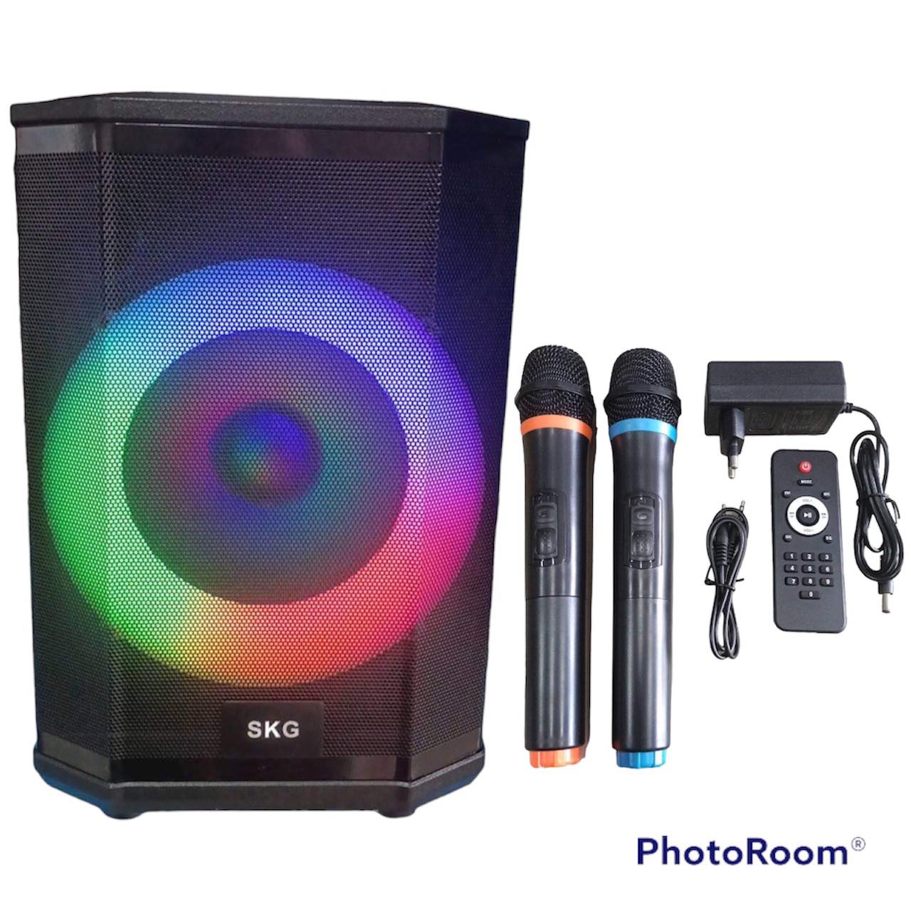 SKG ลำโพง Bluetooth 8 นิ้ว KG-048 ไมค์ลอย2ตัว รีโมท ไฟดิสโก้เต้นตามจังหวะเสียงเพลง ปิดเปิดได้ USB FM TF Card Echo BASS TRL GT IN MIC ต่อคอมได้ แบตในตัว ประกัน1ปี ราคา 1,890 บาท*ส่งฟรี