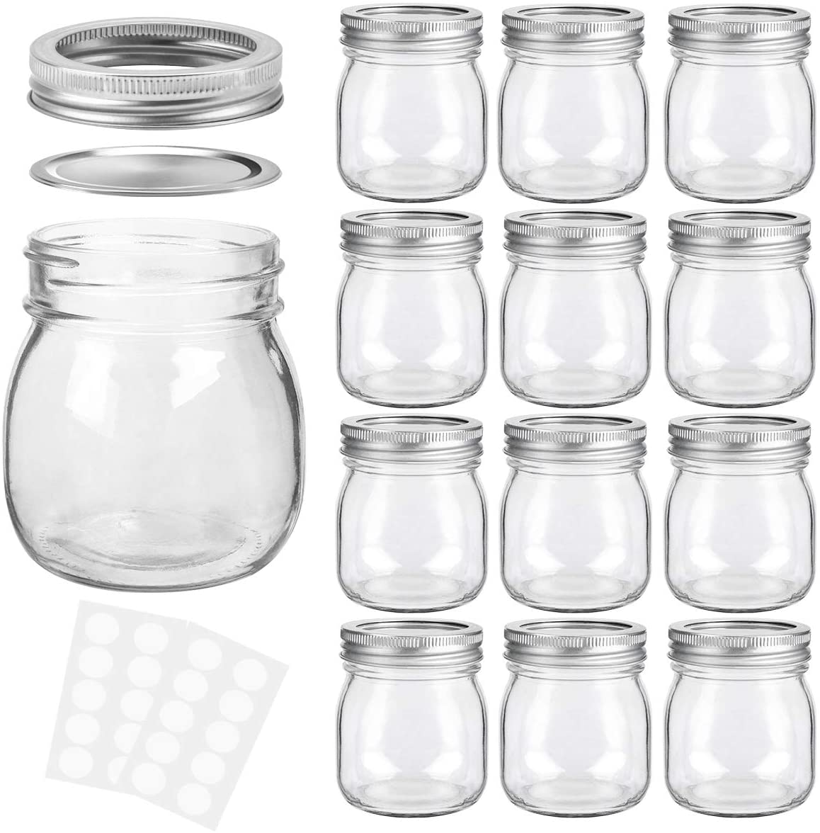 ขวดโหล Mason Jars โหลแก้ว สุญญากาศ 300ml.12ใบ/ชุด (Glass jar) ขวดโหลแก้ว โหลแก้ว