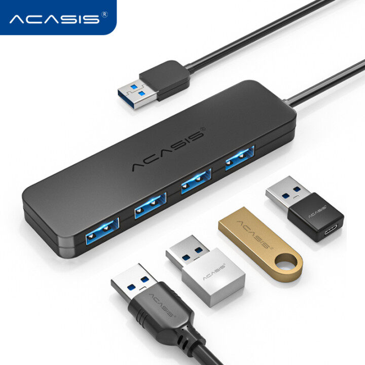 ACASIS USB 2.0/3.0 Hub 4 Port With Micro Usb Power ตัวเพิ่มช่อง USB 2.0/3.0 Hub 4 ช่อง พร้อมช่องจ่ายไฟเพิ่ม Micro Usb สำหรับ เครื่องคอมพิวเตอร์ โน้ตบุ๊ค PC NB iMac (สีดำ)