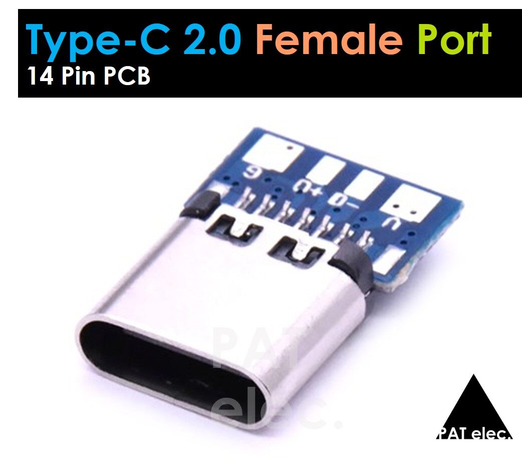 อะไหล่ พอร์ต ขั้วต่อ ตัวเมีย Type C 2.0 PCB female 14 Pin 30V 1.5A Connector P067
