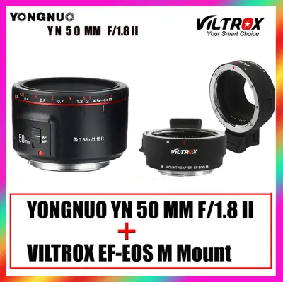 Yongnuo YN 50 MM F1.8 II + Viltrox EF-EOS M Auto Focus Mount Adapter