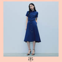 [asv rs26] Carly Shirt Dress เชิ้ตเดรสผู้หญิง แขนสั้น แต่งปกเสื้อ กระโปรงทรงเอ ดีเทลชาย Scallop เข็มขัดเชือกบิดเกลียว กระดุมหน้า