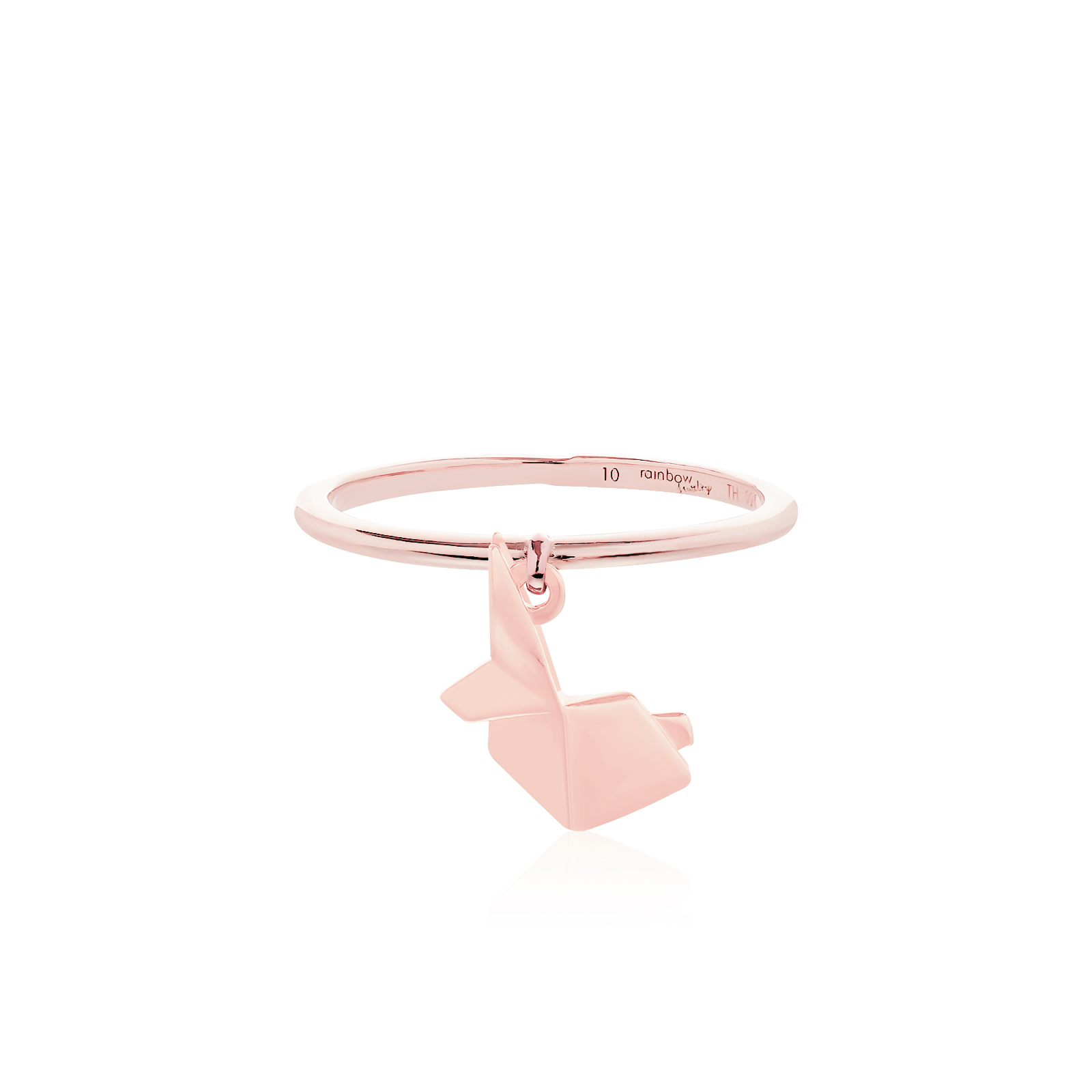ORIGAMI LUCKY RING แหวนห้อยจี้ลายกระดาษพับ สัญลักษณ์แห่งความโชคดี และ ความสุข 13 ลาย สีทองชมพู Rose Gold