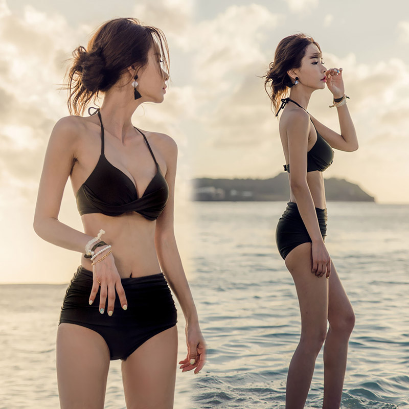 ทูพีช บิกินี่ สตาร์เกาหลี มีโครง เอวสูง ชุดว่ายน้ำ เนื้อผ้าดี มี 2 สี พร้อมส่งTwo Peace Bikini with High Waist and Brassiere Pad Support Lovely Swimwear