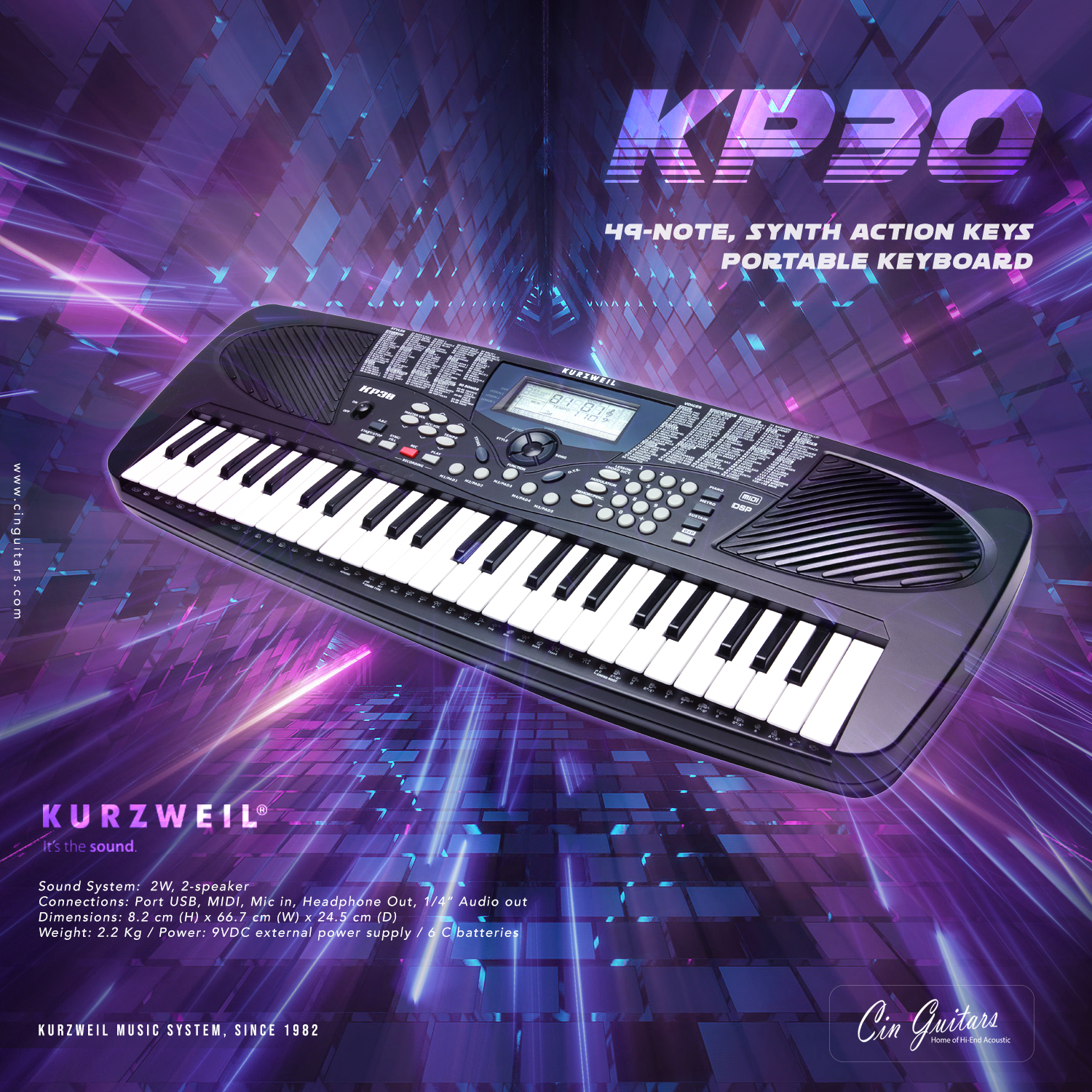 Kurzweil KP30 คีย์บอร์ดไฟฟ้าแบบพกพา 49 note, mid-sized keys รุ่นเริ่มต้น (รับประกัน 1 ปี) ส่งฟรี ! พร้อมโปรโมชั่นผ่อน 0% และเก็บเงินปลายทาง
