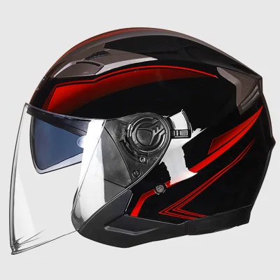 Diono motorcycle helmet half face helmet ABS electric motorbike safety double lens helmet (4)