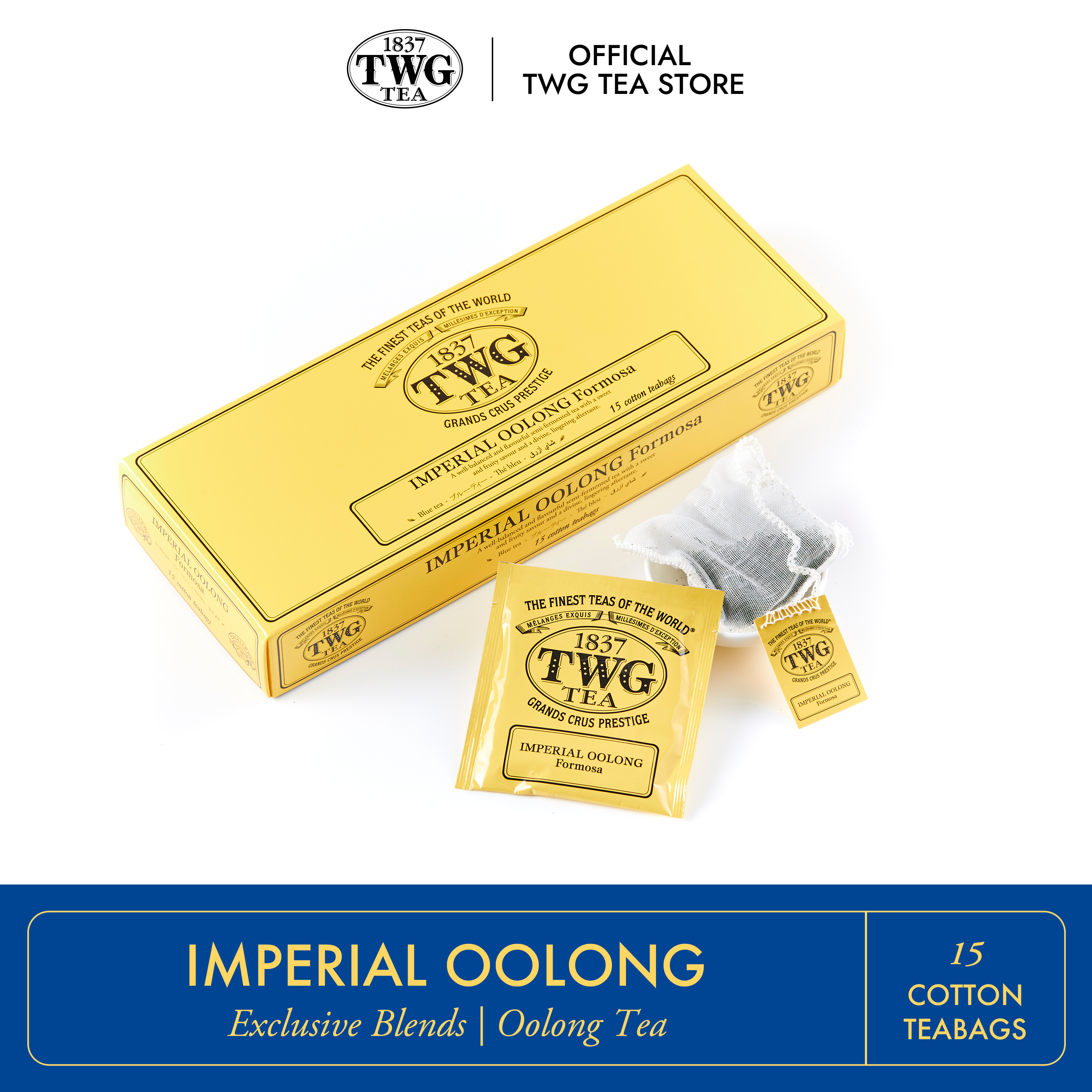 TWG Tea Imperial Oolong Tea Cotton Teabag / ชา ทีดับเบิ้ลยูจี ชาอู่หลง อิมพีเรียลอู่หลง ชนิดซอง บรรจุ 15 ซอง ราคา 1,090 บาท*ส่งฟรี