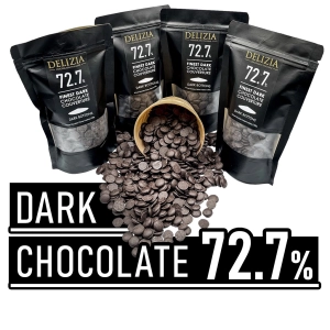 สินค้า ‼️อิตาลี‼️DELIZIA Dark Chocolate couverture 72.7% ดาร์กช็อกโกแลต ดาร์คช็อกโกแลตแท้ เข้มข้น ทำขนมได้ทุกรูปแบบ