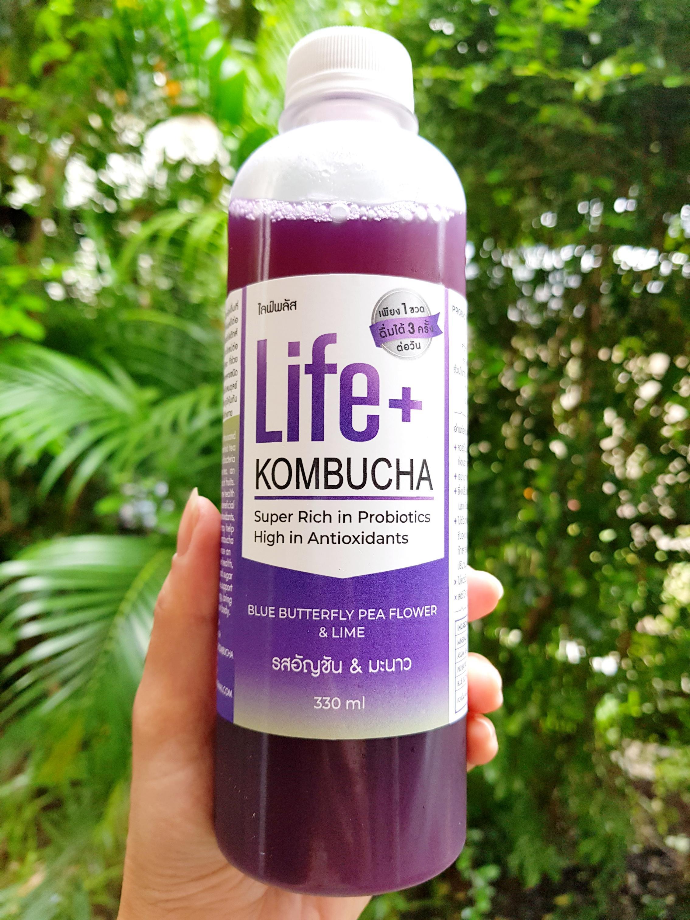 Life+ KOMBUCHA raw organic 330ml รสอัญชัน & มะนาว คอมบูชา คอมบูชะ ชาหมัก ดีท็อกซ์ ท้องผูก โพรไบโอติก สารต้านอนุมูลอิสระ คอมบูฉะ detox probiotic antioxidant สุขภาพ