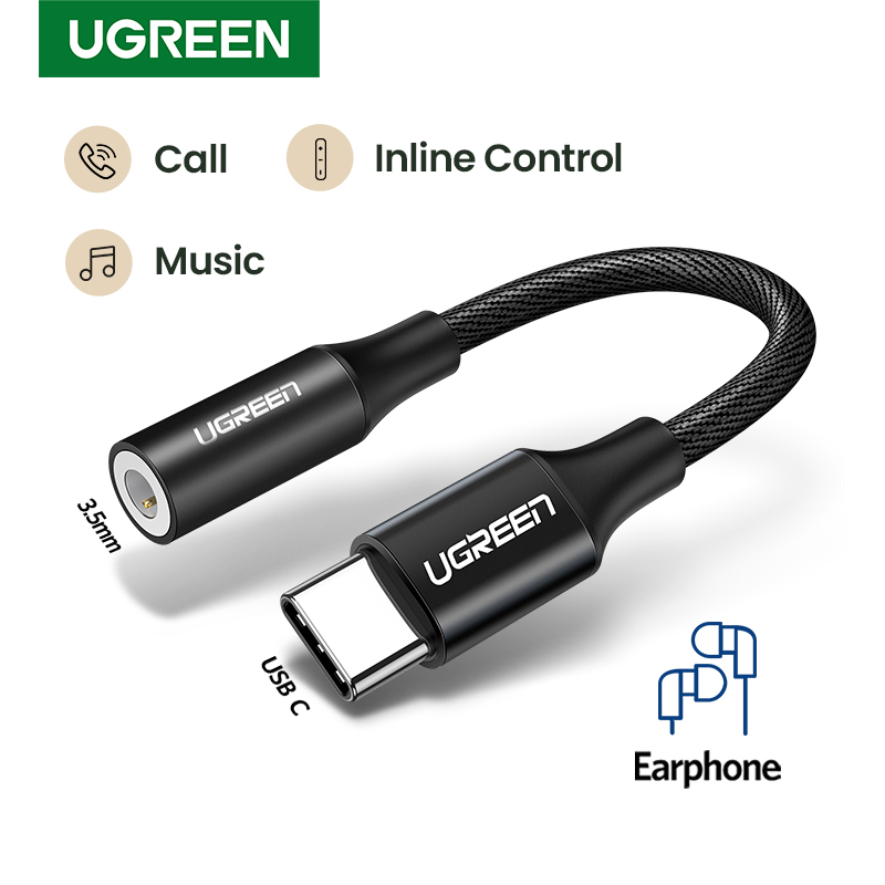 UGREEN Type C  3.5 Jack Earphone USB C to 3.5mm AUX Headphones Adapter Audio cable For Huawei Xiaomi Mi 10 9, Oneplus,Oppo Findx
