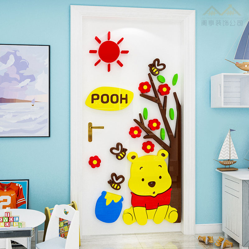【mandao】น่ารักหมีน้อยการ์ตูนเด็กห้อง DIY ตกแต่งสติ๊กเกอร์ผนังอะคริลิ 3 มิติ