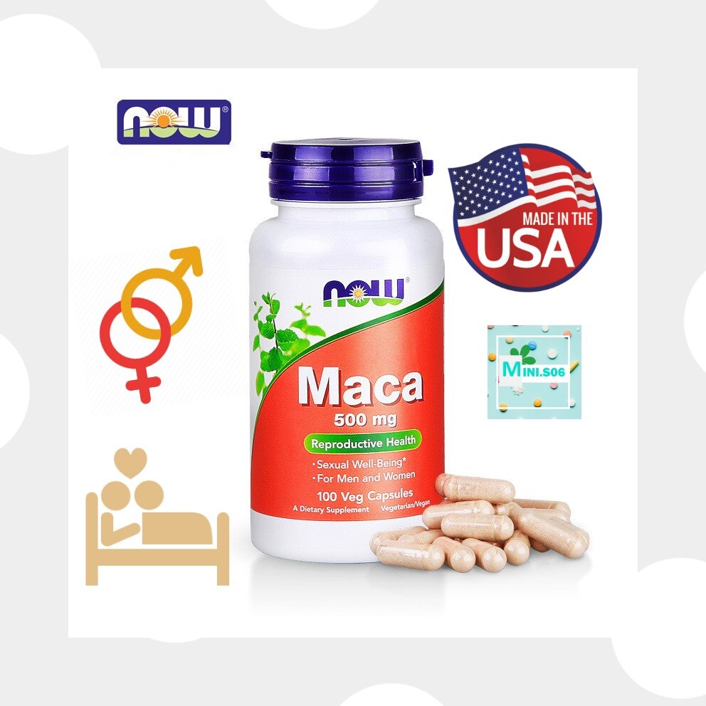 ( มาค่า ) โสมเปรู สกัด+  Now Foods, Maca 500 mg x 100 Veg Capsules
