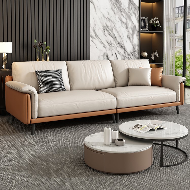 Gazzsi high quality leather sofa double color vintage sofa brown sofa simple small apartment L1007 ราคา 45,866 บาท*ส่งฟรี