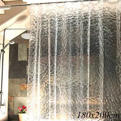 1.8 1.8m Waterproof 3D Thickened Bathroom Bath Shower Curtain White (4)