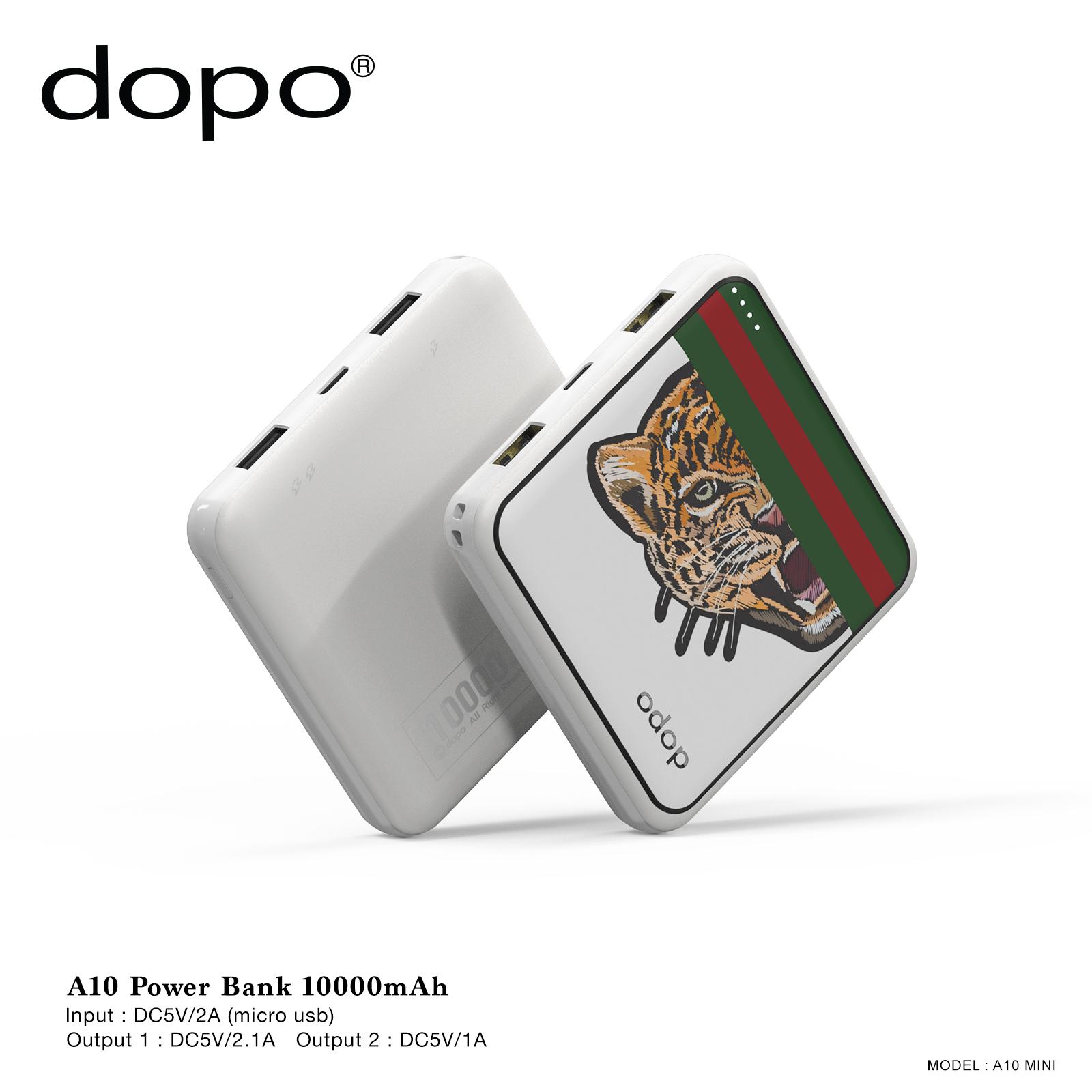 แบตเตอรี่สำรอง dopo Power Bank รุ่น A10 mini (Tiger) ขนาด 10000mAh รับประกัน 1 ปี ของแท้ 100% (ผลิตหรือนำเข้าก่อน 16 พ.ย. 63)