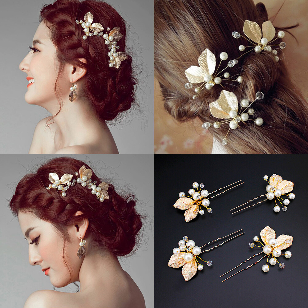 JIYAN2866หญิงทองเงินเครื่องประดับผมแต่งงานเจ้าสาวอุปกรณ์เสริมผมคริสตัล Hairpins มุกกิ๊บหนีบผมเครื่องประดับ