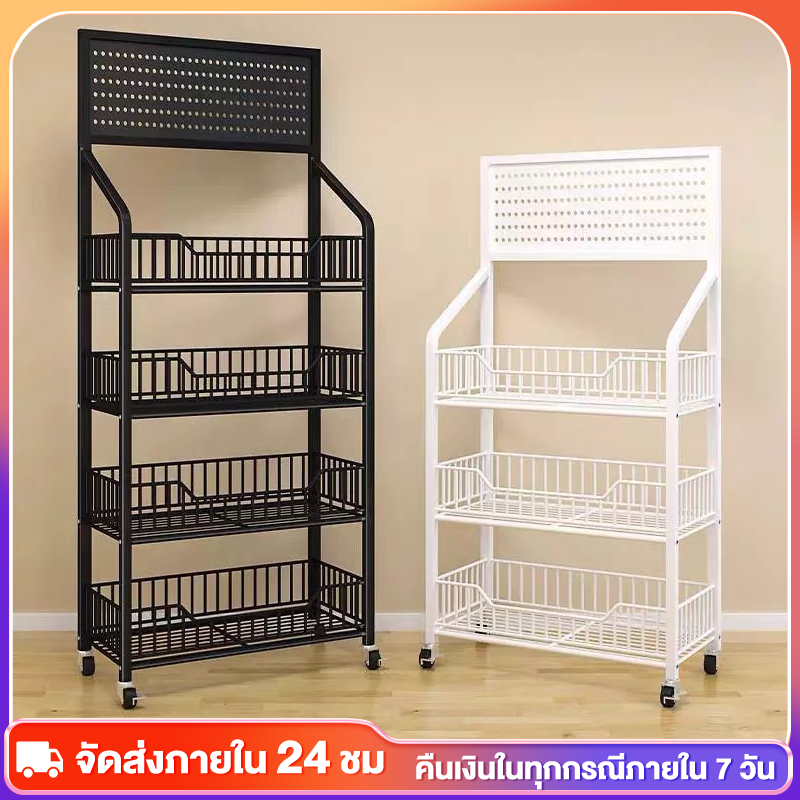 Muzu Shelves, Sales Shelves, Candy Shelves, Multi-Purpose Product Shelves, Shelves with Free Floor Mats, 4 Hooks, 15 Directional Wheels, Shipped from Thailand.