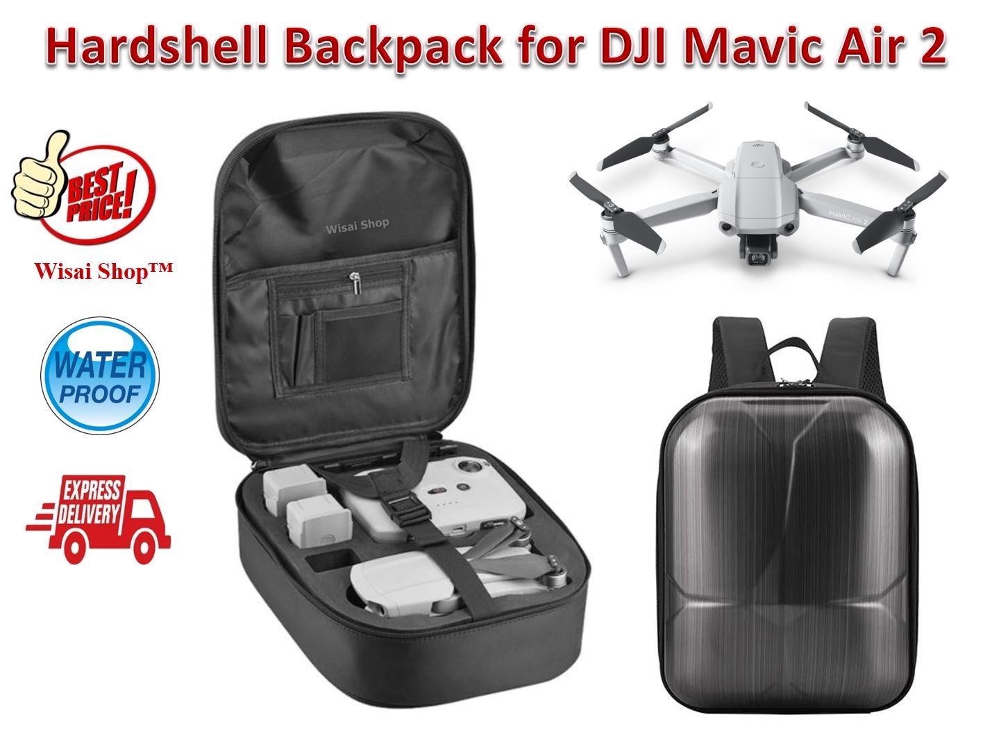 กระเป๋าเป้ Hardshell Backpack / Waterproof Protective Case /  Carrying Case สำหรับ DJI Mavic Air 2 / DJI Air 2S