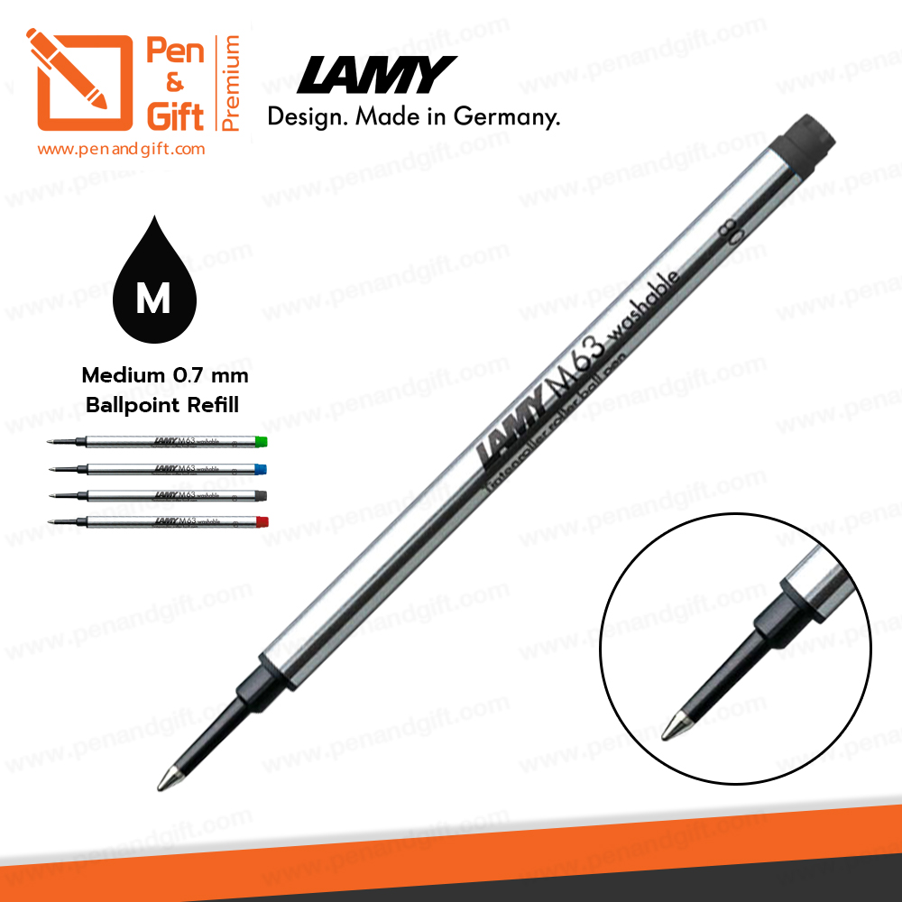 ไส้ปากกาโรลเลอร์บอล LAMY M63 หัว M 0.7 มม. หมึกดำ น้ำเงิน แดง เขียว ของแท้ 100 % - LAMY M63 Rollerball Pen Refill Medium Point M 0.7 mm