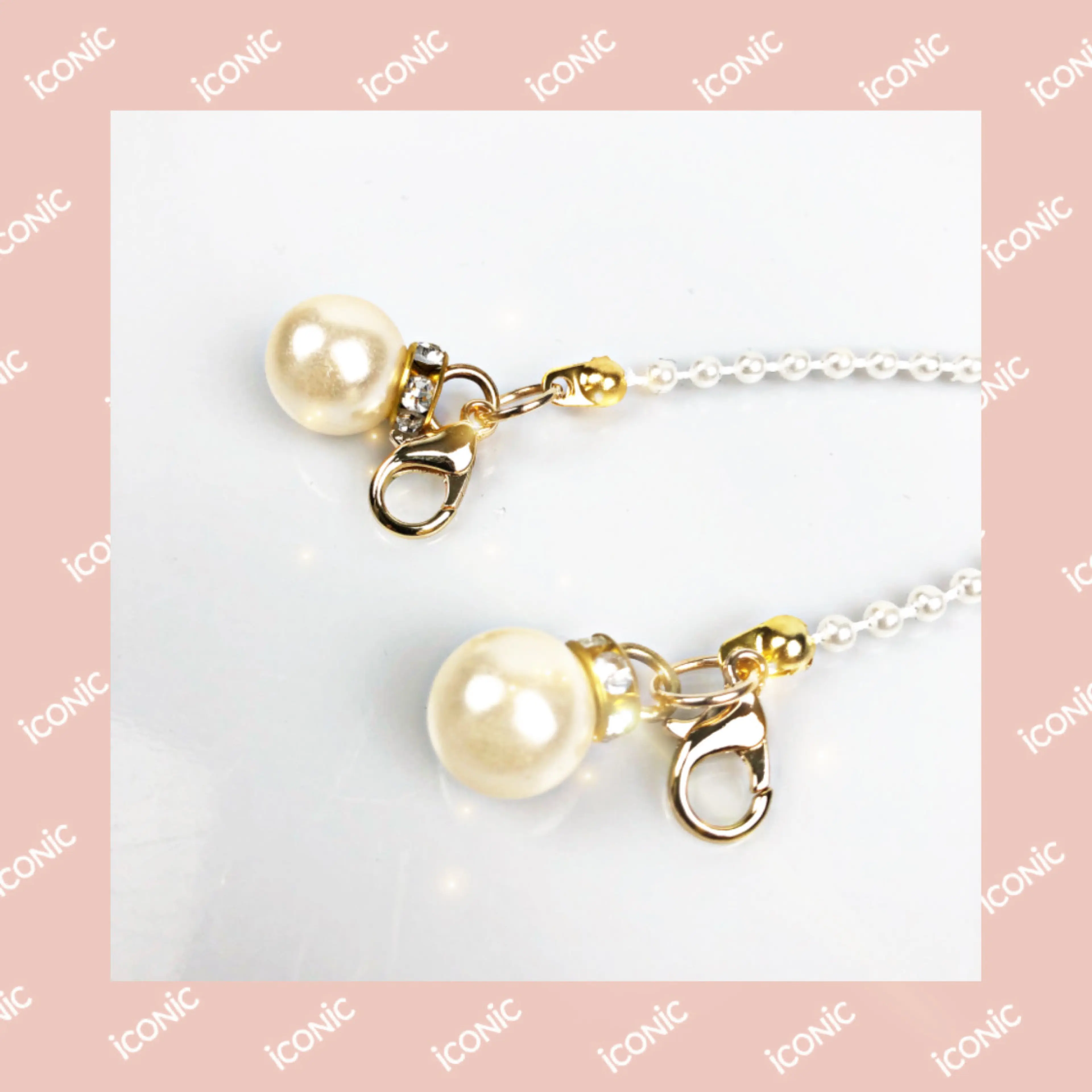 iCONiC VENUS PEARLS STRAP #5114 สายคล้องหน้ากาก ตกแต่งจี้ไข่มุก และ คริสตัล หรูหรา สายคล้องแมส สายคล้องหน้ากากอนามัย หน้ากากอนามัย หน้ากากผ้า