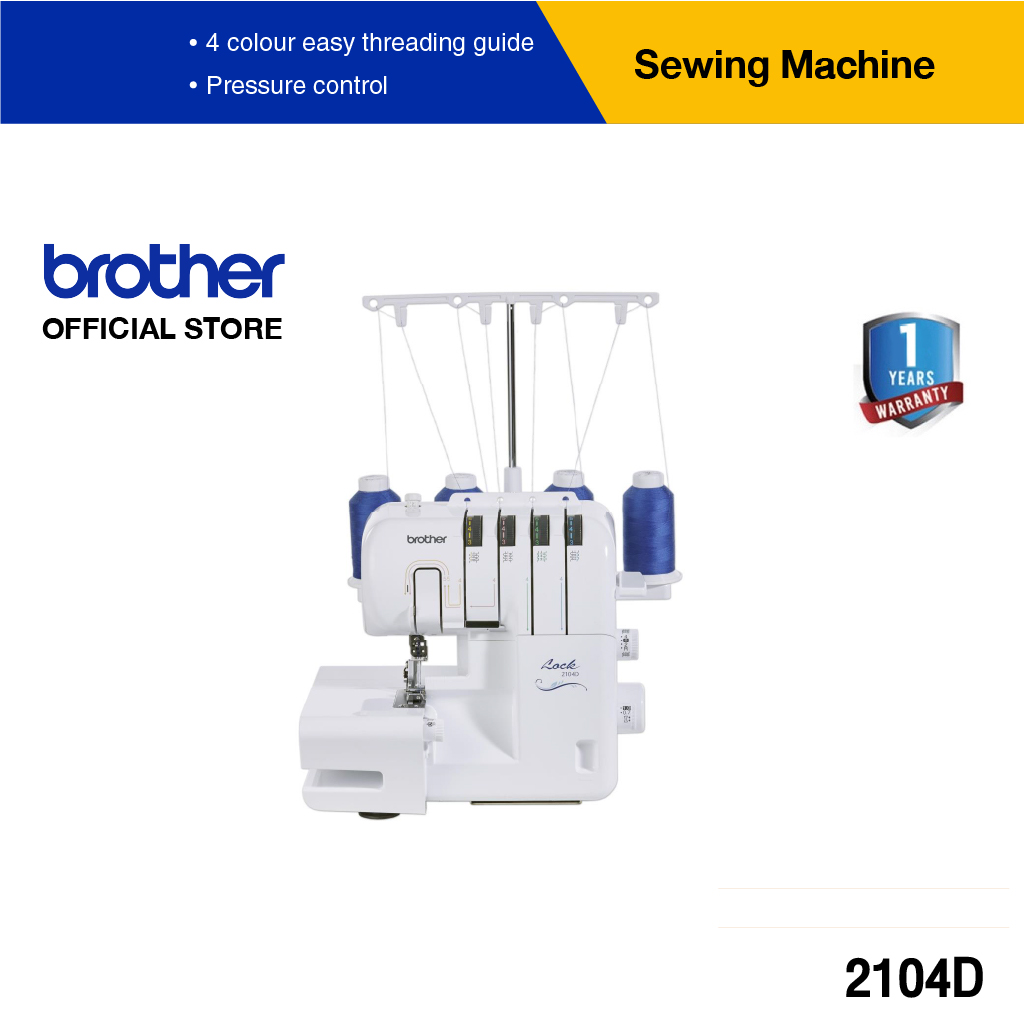 Btother จักรโพ้ง รุ่น 2104D เป็นจักรสำหรับสำหรับเก็บริมผ้า ระบบการร้อยด้ายแบบ 4 สี (ประกันจะมีผลภายใน15วัน หลังจากที่ได้รับสินค้า) ราคา 16,900 บาท*ส่งฟรี