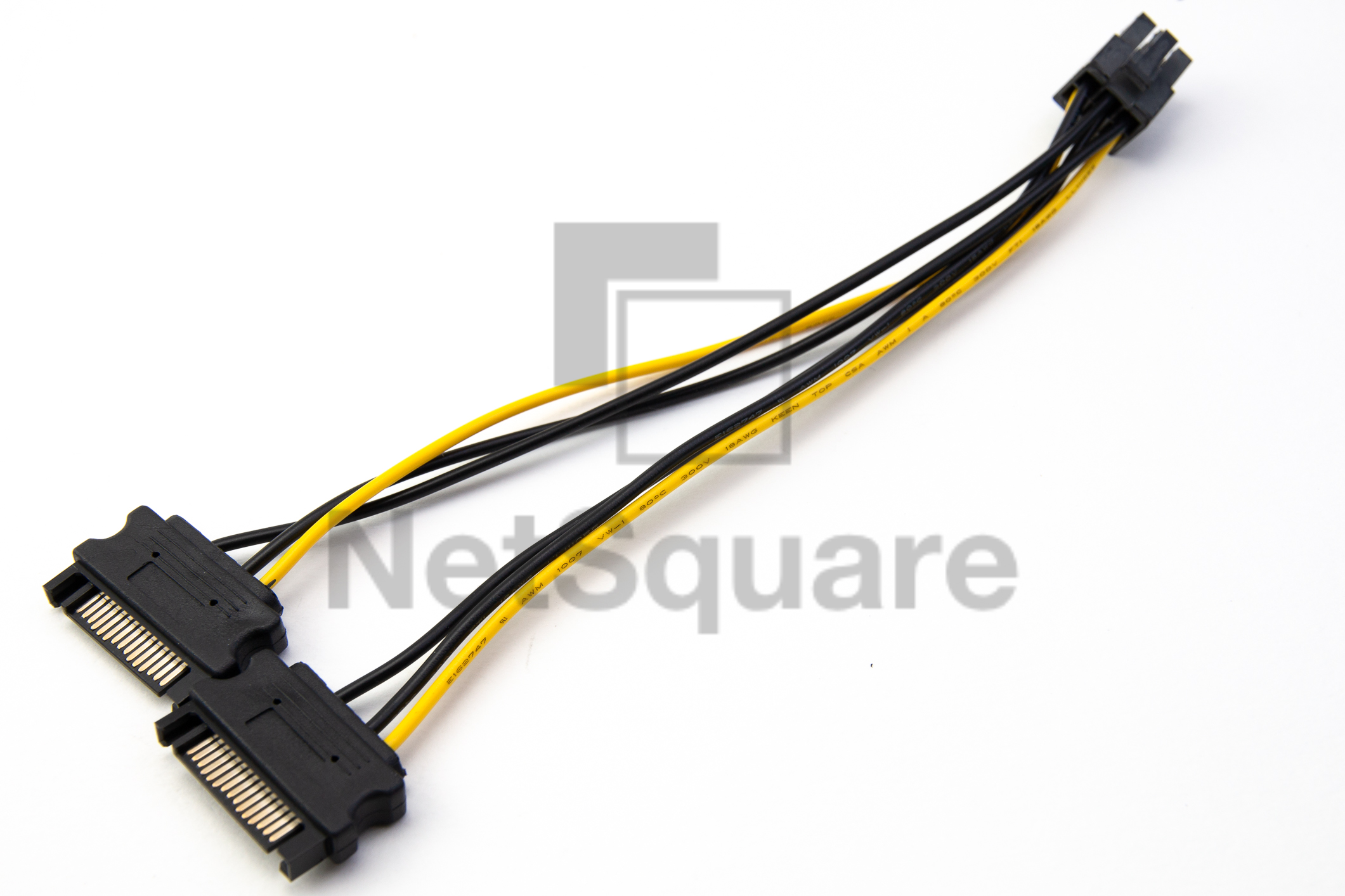 6-Pin Male to Dual 15-Pin Female SATA GPU PCIe Power Supply Cable สายไฟ