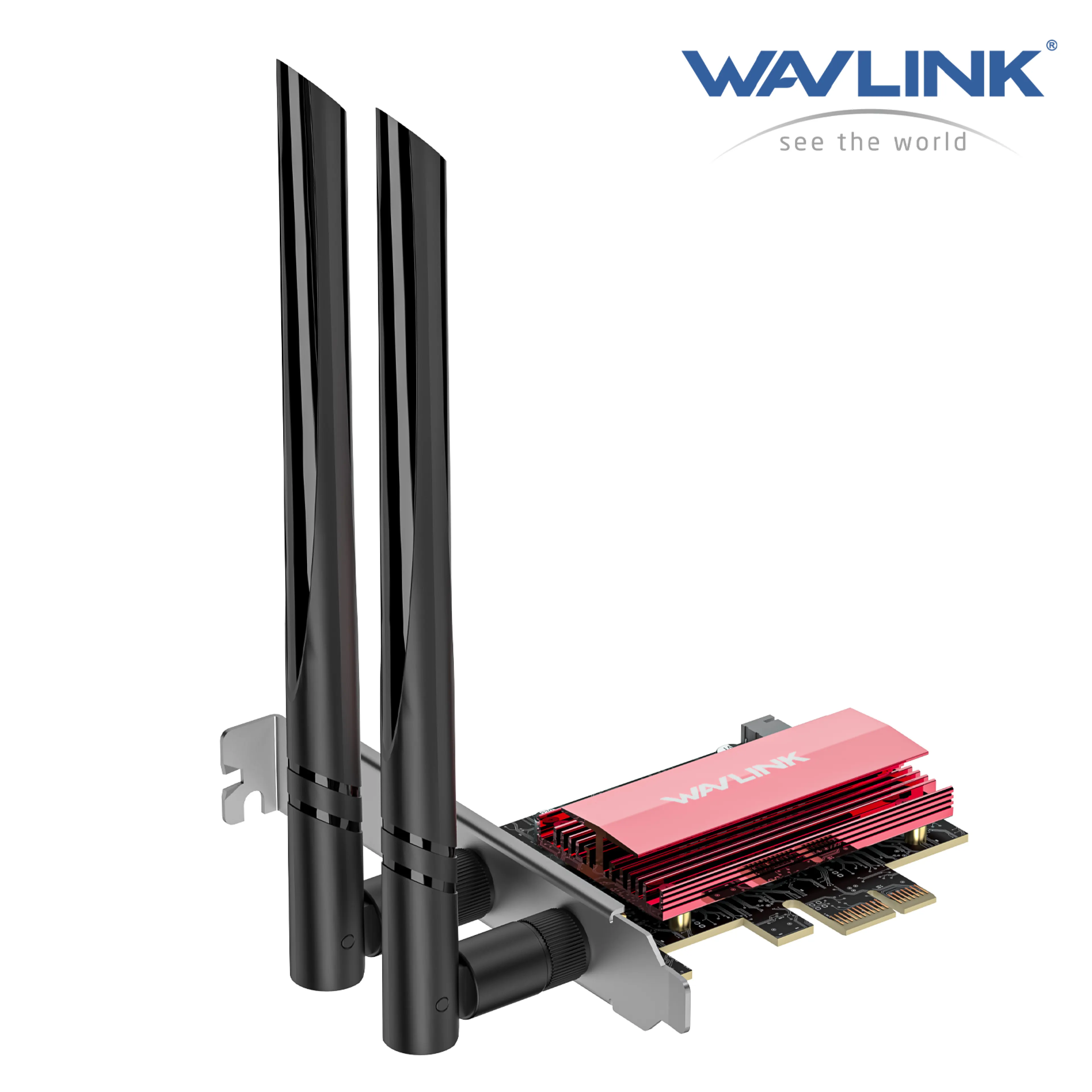 Wavlink 2024 Be8800 Wifi 7 Pcie Network Card Be200 Tri-Band Wireless Adapter with Bluetooth 5.4 Mu-Mimo Wpa3 Low Profile Heatsink for Desktop Computers Windows 10/11
