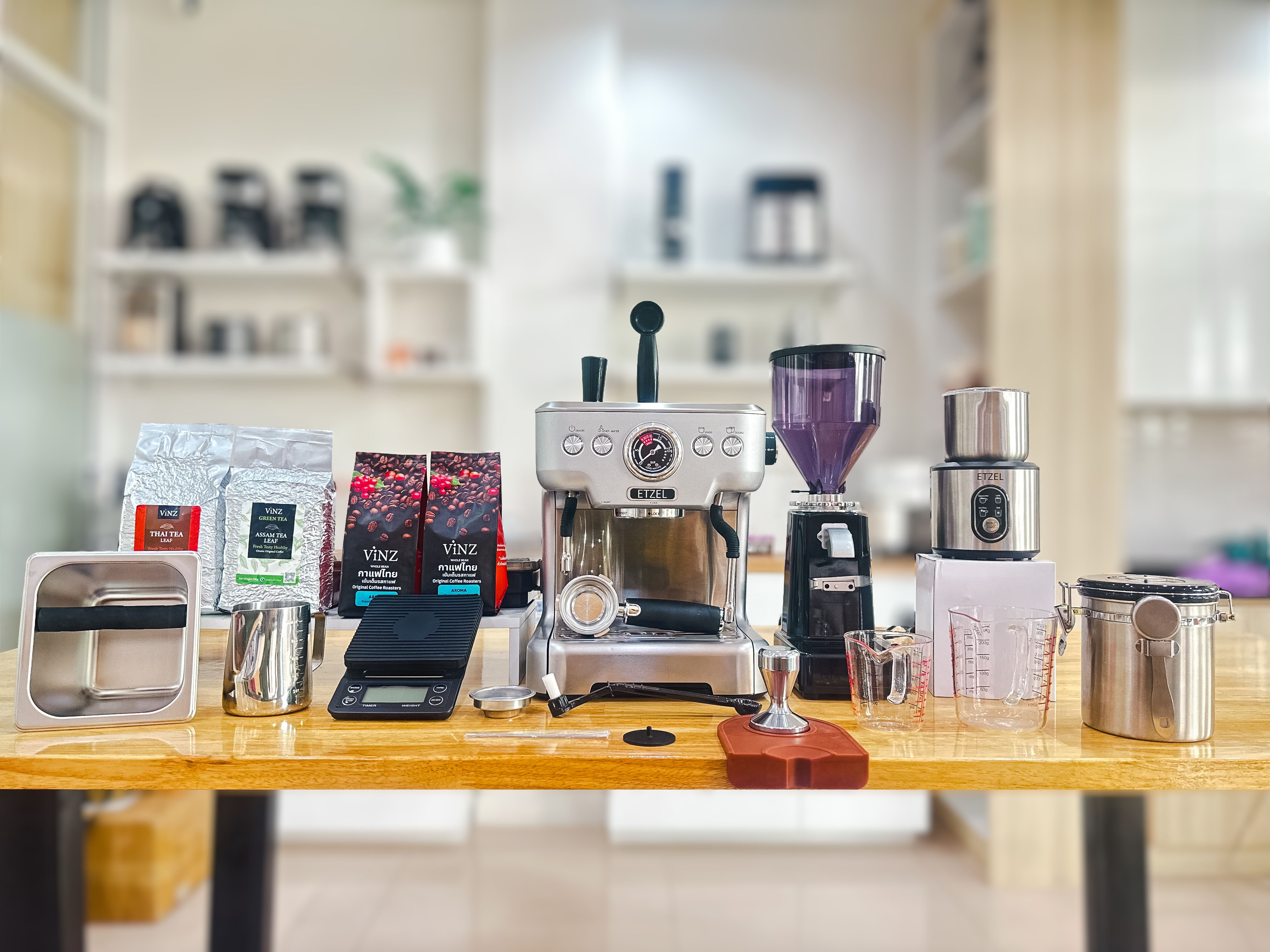 ส่งฟรี!! เซตเปิดร้านสุดคุ้ม ฟรี สูตรชงกาแฟ เครื่องชงกาแฟเอสเปรสโซ่ Professional Coffee Machine set ราคา 23,990 บาท*ส่งฟรี